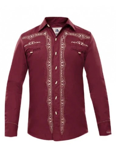 Camisa Charra Caballero Color Vino outlet