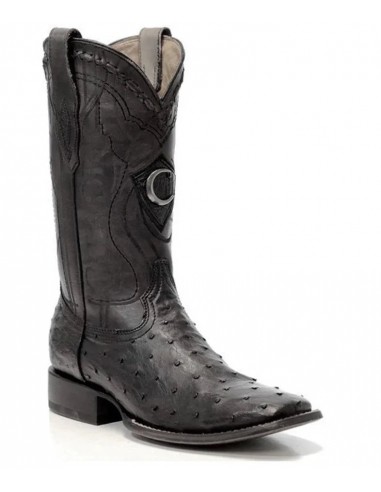 Cuadra Mens black classic cowboy rodeo ostrich leather boots acheter en ligne