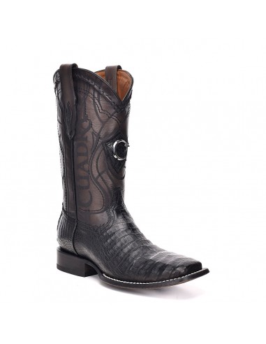 Cuadra Mens Wide Square Toe Fuscus Caiman Belly Boots Black CU678 de France