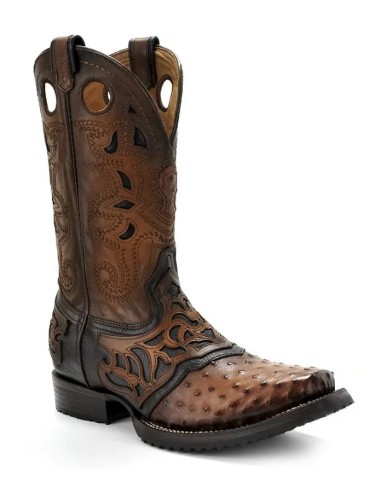 Cuadra Mens Boots With Genuine Ostrich Leather Flame Honey hantent personnes