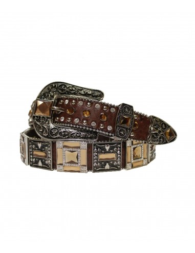 Cowboy Western Rhinestone Belt Brown Fin de série