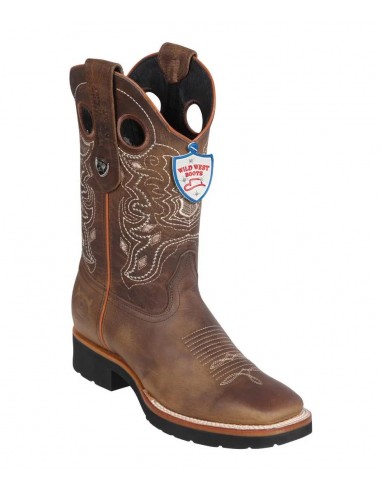 Wild West Boots Mans Rage Leather Boots Ranch Square Toe Eve Sole Handcrafted Walnut 823 brillant des détails fins