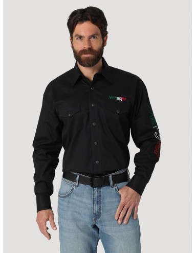 WRANGLER MEXICO FLAG LOGO BLACK SNAP - MENS SHIRT - 112317124 50-70% off 