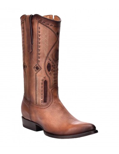 Cuadra Mens Brown Copenage Deer With Side Zipper Semi Oval Toe Cowboy Boots Le MVP de beaucoup