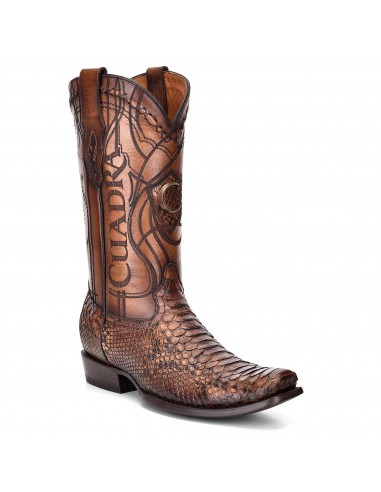 Cuadra Mens Engraved honey python leather western boot le des métaux précieux