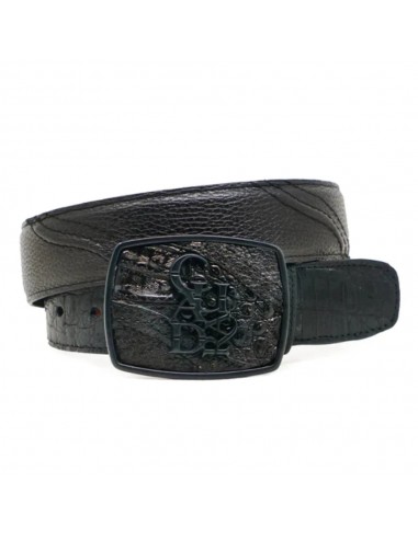 Cuadra Mens Black Cayman Leather Belt - BC281 Voir les baskets