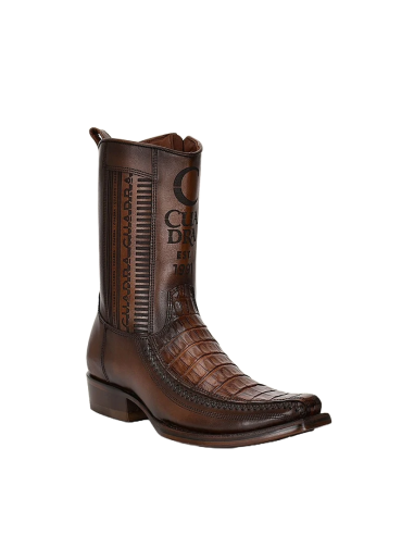 Cuadra Mens Caiman Leather Brown Western Boots CU698 la colonne vertébrale