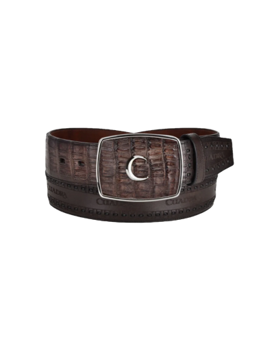 Cuadra Men's Engraves Brown Caiman Leather Western Belt BC279 Le MVP de beaucoup