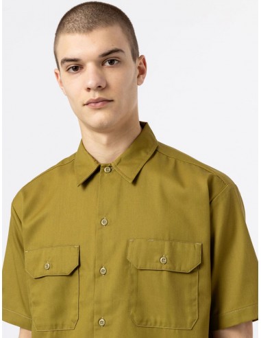 Chemise Homme Dickies Work Shirt Kaki Clair à Manches Courtes - Style Décontracté et Pratique commande en ligne