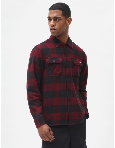 Chemise Dickies Sacramento pour Homme - Élégance et Confort en Noir et Bordeaux prix pour 