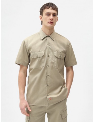 Chemise Homme Dickies Work Shirt Beige à Manches Courtes - Confort et Style Quotidien Paris Déstockage Promo