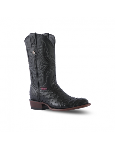 Texas Country Western Boot Ostrich Black Round Toe AV230 acheter en ligne