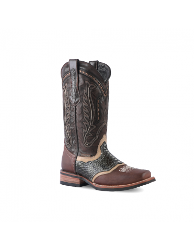 Texas Country  Western Boot Python Print Rustico Choco Rodeo Toe E420 la colonne vertébrale