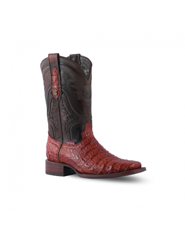 Texas Country Exotic Boot Lomo Caiman Brandy Rodeo Toe LM80 solde