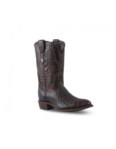 Texas Country Exotic Boot Lomo Caiman Kango Tabaco Round Toe LM220 brillant des détails fins