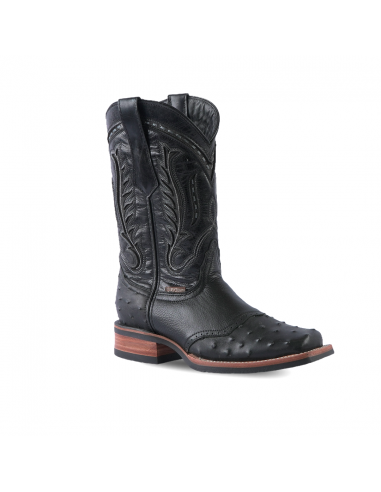 Texas Country  Western Boot Ostrich Print Barcelona Black Rodeo Toe  E408 sur le site 