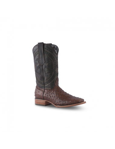 Texas Country Western Boot Ostrich Choco Munequeado Square Toe E670 votre