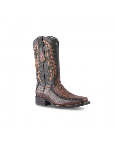 Texas Country Western Boot Cincelado Rustico Natural Rodeo Toe E695 la livraison gratuite