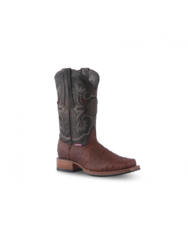 Texas Country Western Boot Ostrich Ranch Cognac Rodeo Toe E671 Voir les baskets