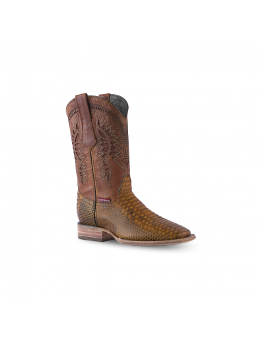 Texas Country Western Boot Python Print Musgo Miel E594 pas cher