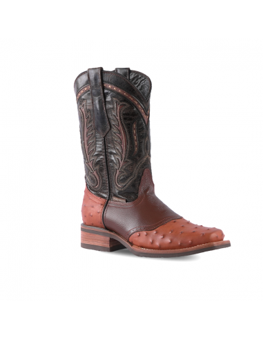 Texas Country Western Boot Ostrich Print Cognac Rodeo Toe E408 du meilleur 