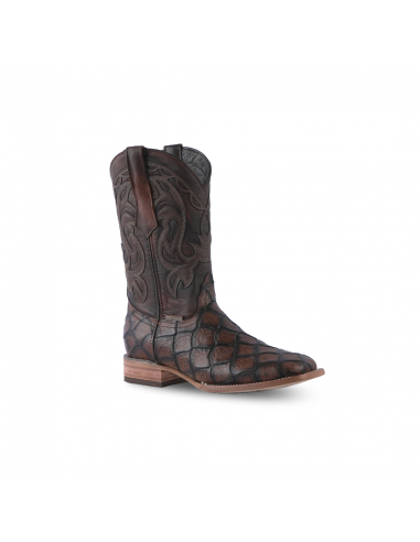 Texas Country Leather Boot Pez Piraru Cafe Square Toe E631 Jusqu'à 80% De Réduction